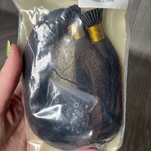 Human hair extensions micro loop 14 inches 4a dark brown
